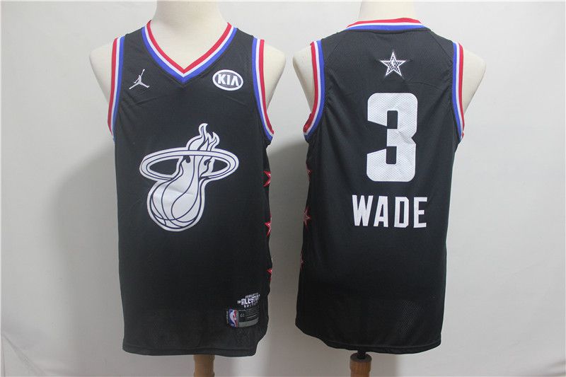 Men Miami Heat #3 Wade Black 2019 All Star NBA Jerseys->miami heat->NBA Jersey